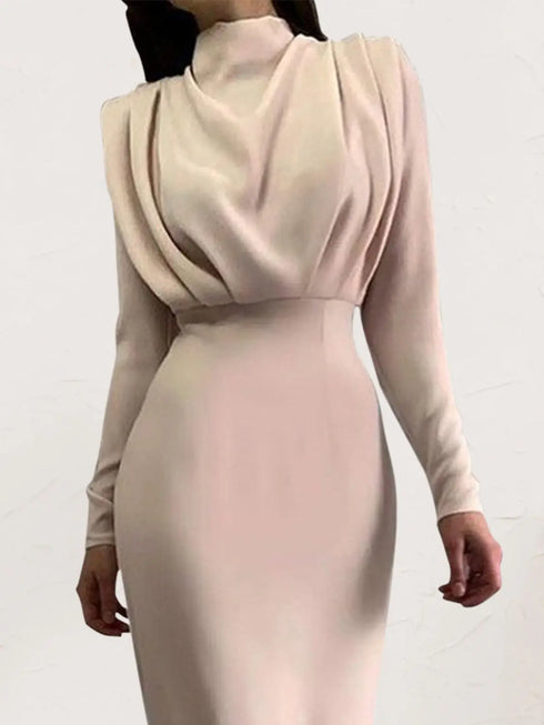 'Zosia' Ruched Turtleneck Dress - Celes Fashion